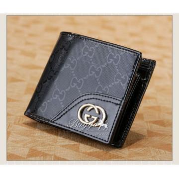 日本グッチ スーパーコピーgucci PVC×レザー メンズ 二つ折り財布 ブラック 181671 A0V1N 1000