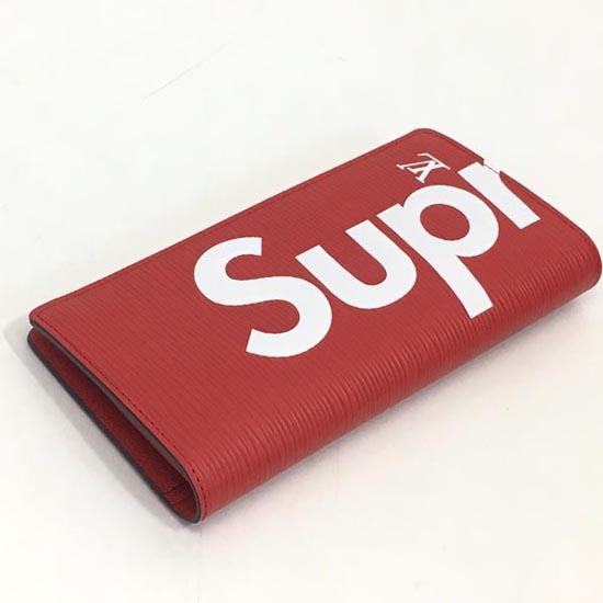 2017年秋冬限定 LOUIS VUITTON x SUPREME スーパーコピー シュプリーム 二つ折 長財布 "ポルトフォイユ ブラザ" 赤×白 エピ M67719