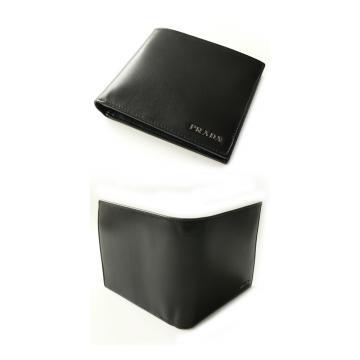 日本プラダ スーパーコピーPRADA 二つ折り財布/メンズ財布 レザー ブラック 2M0738 VITELLO NERO